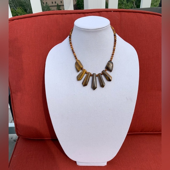 Handcrafted tiger’s eye necklace - Amber shell beads - new - Picture 3 of 13